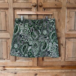 Lilly Pulitzer Women's Vintage Size 4 Paisley Mini Skirt Green Blue White Cotton